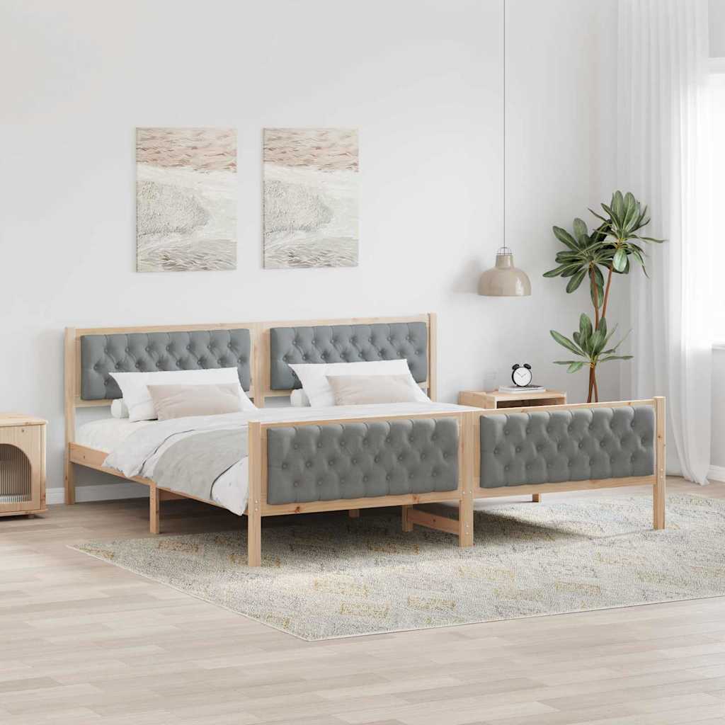 vidaXL Bedframe met hoofdeinde Lichtgrijs 75 x 190 cm Stof