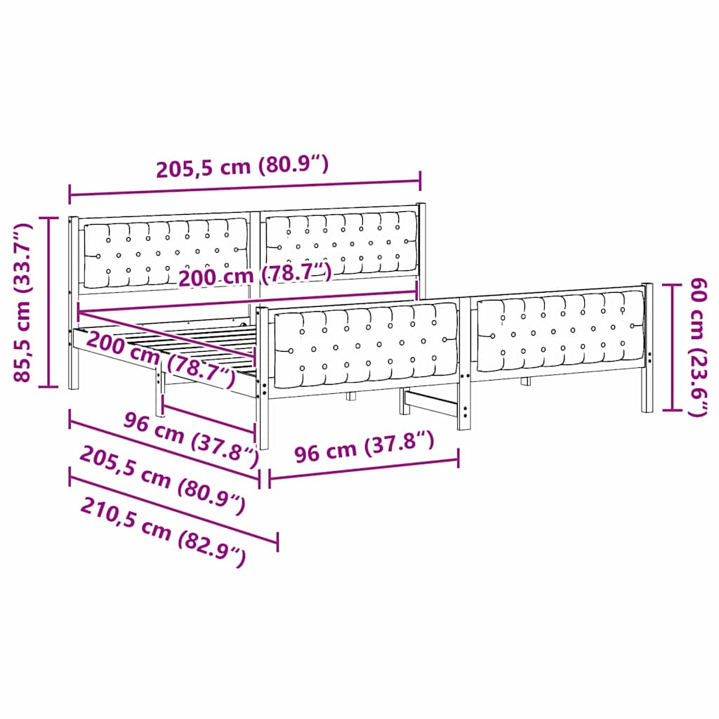 vidaXL Bedframe met hoofdeinde Lichtgrijs 75 x 190 cm Stof