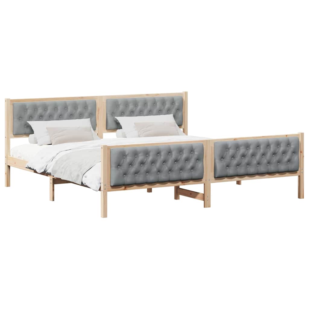 vidaXL Bedframe met hoofdeinde Lichtgrijs 75 x 190 cm Stof