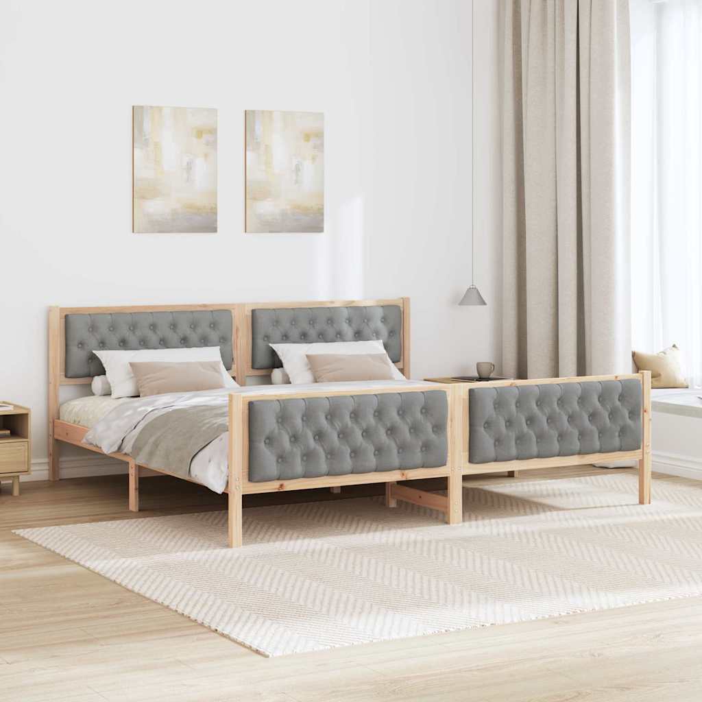 vidaXL Bedframe met hoofdeinde Lichtgrijs 75 x 190 cm Stof