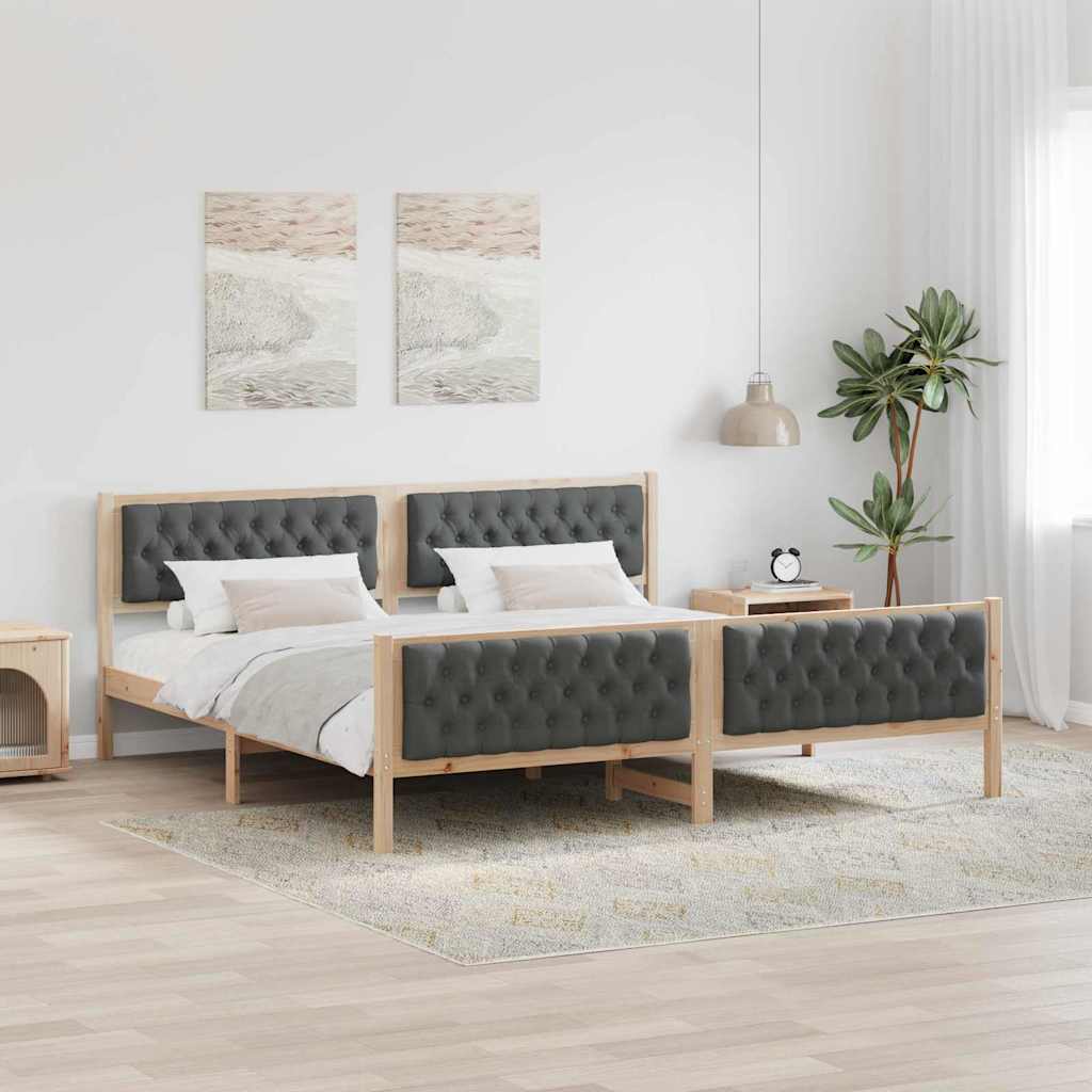 vidaXL Bedframe met hoofdeinde Lichtgrijs 75 x 190 cm Stof