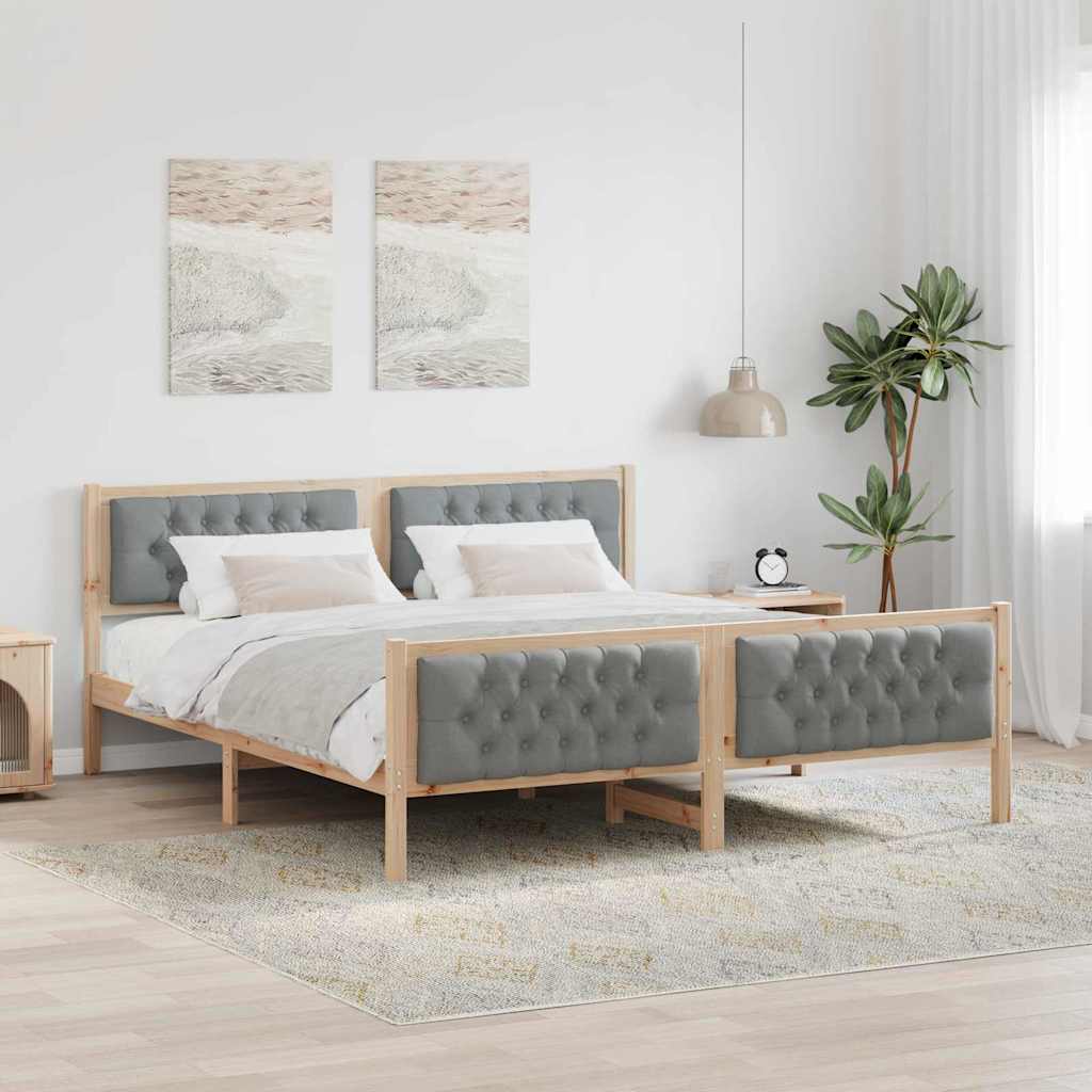 vidaXL Bedframe met hoofdeinde Lichtgrijs 75 x 190 cm Stof