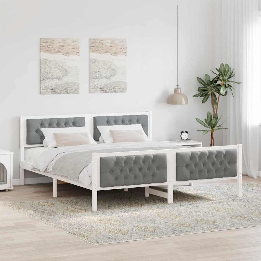 vidaXL Bedframe met hoofdeinde Lichtgrijs 75 x 190 cm Stof
