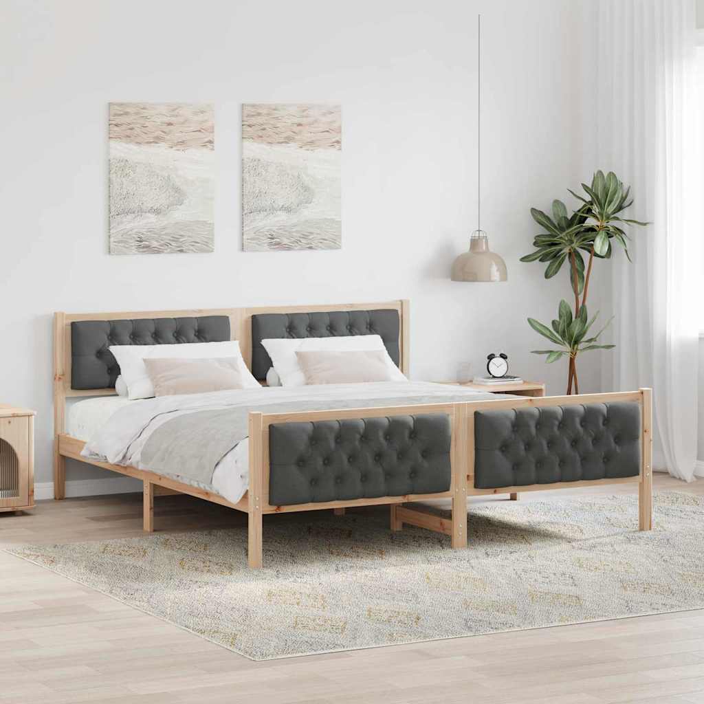 vidaXL Bedframe met hoofdeinde Lichtgrijs 75 x 190 cm Stof