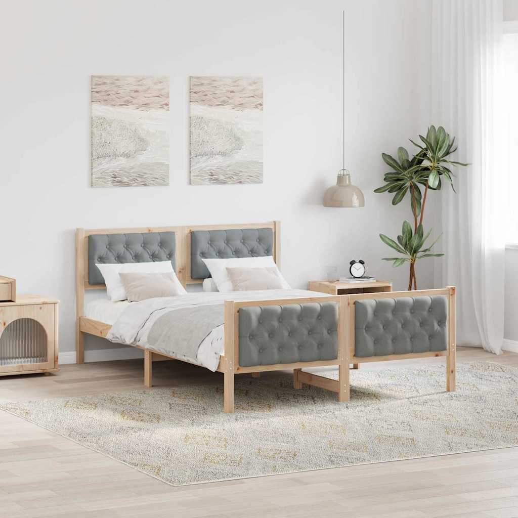 vidaXL Bedframe met hoofdeinde Lichtgrijs 75 x 190 cm Stof