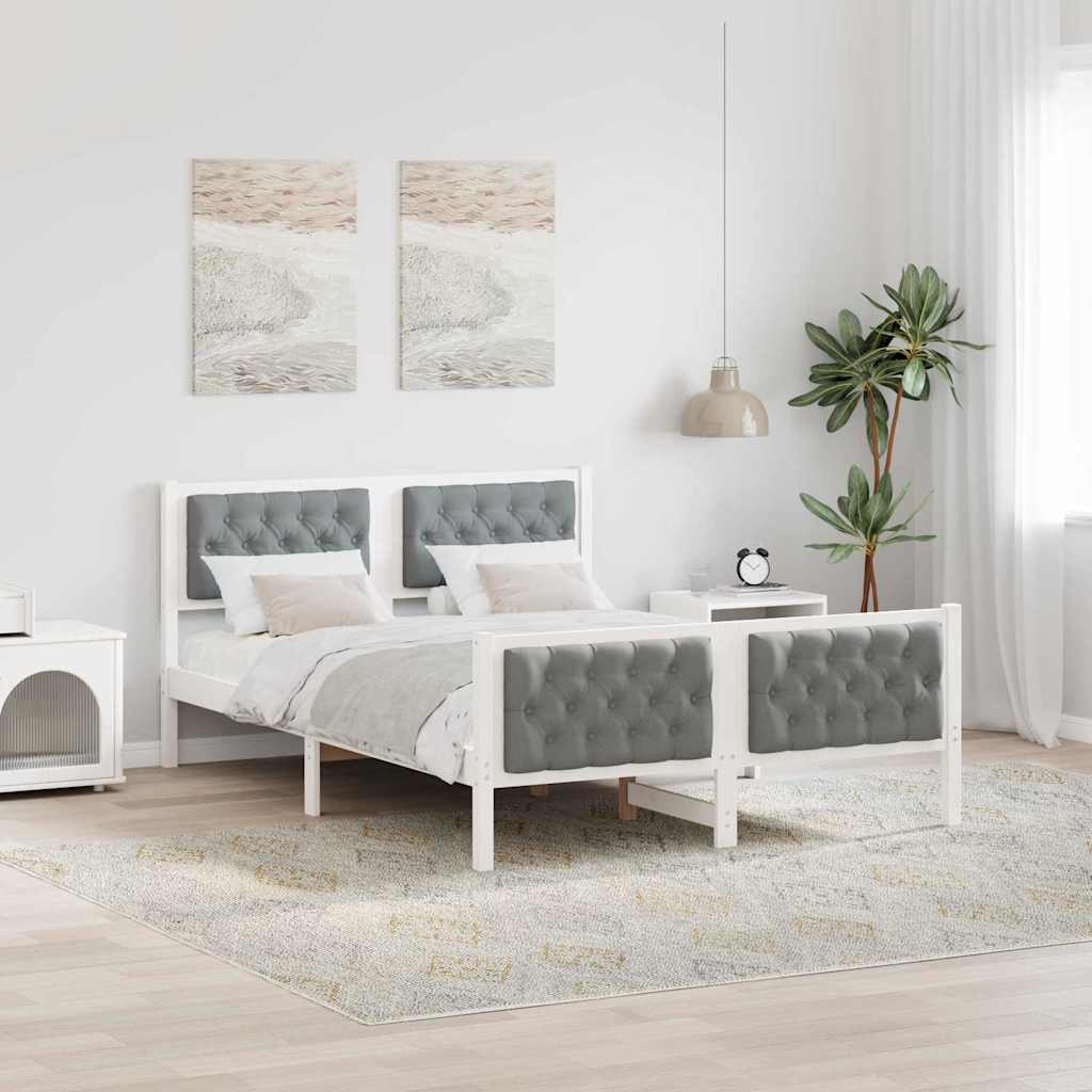 vidaXL Bedframe met hoofdeinde Lichtgrijs 75 x 190 cm Stof