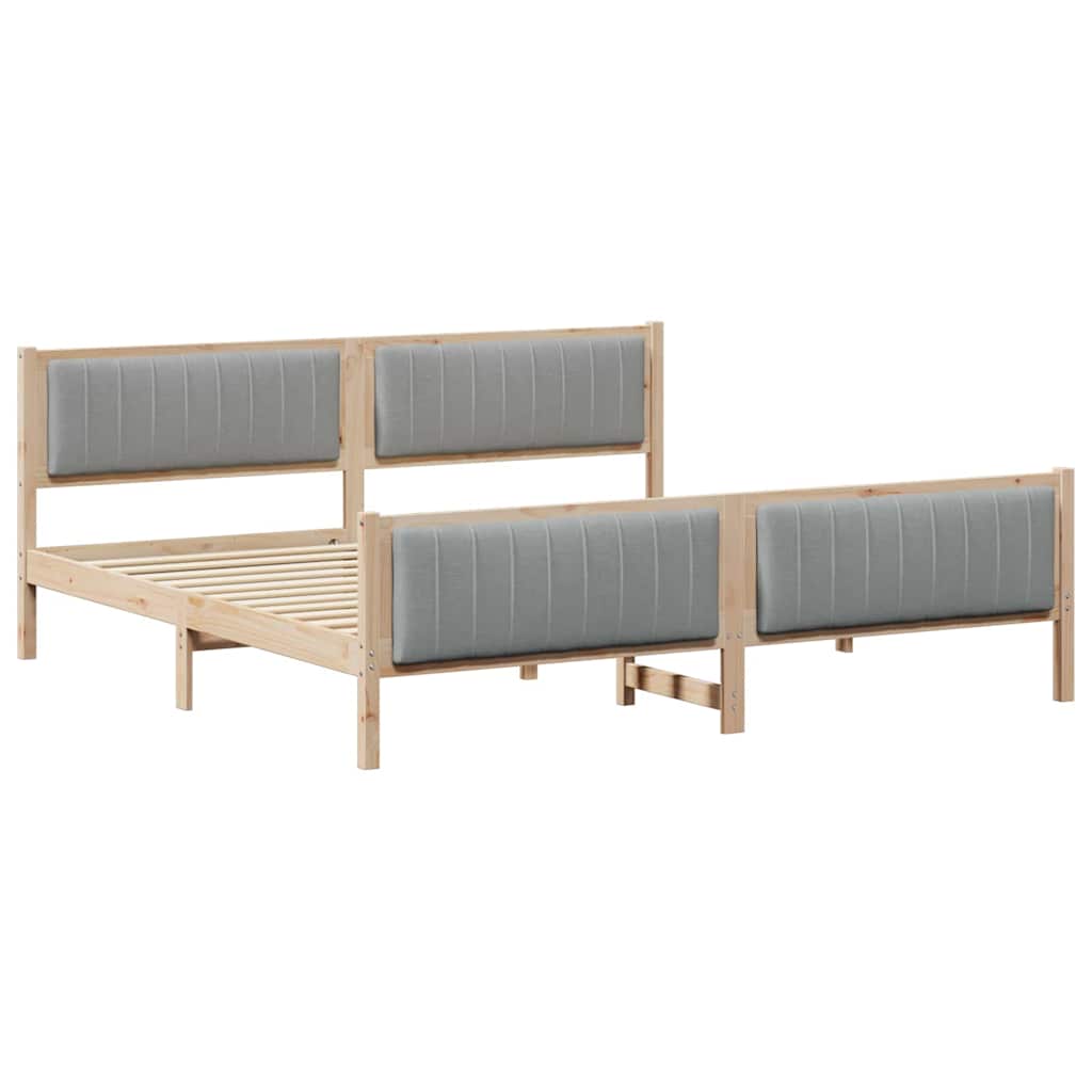 vidaXL Bedframe Bruin en lichtgrijs 200 x 200 cm Massief grenenhout
