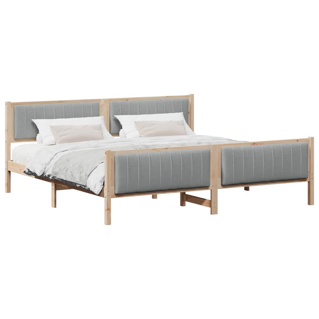 vidaXL Bedframe Bruin en lichtgrijs 200 x 200 cm Massief grenenhout