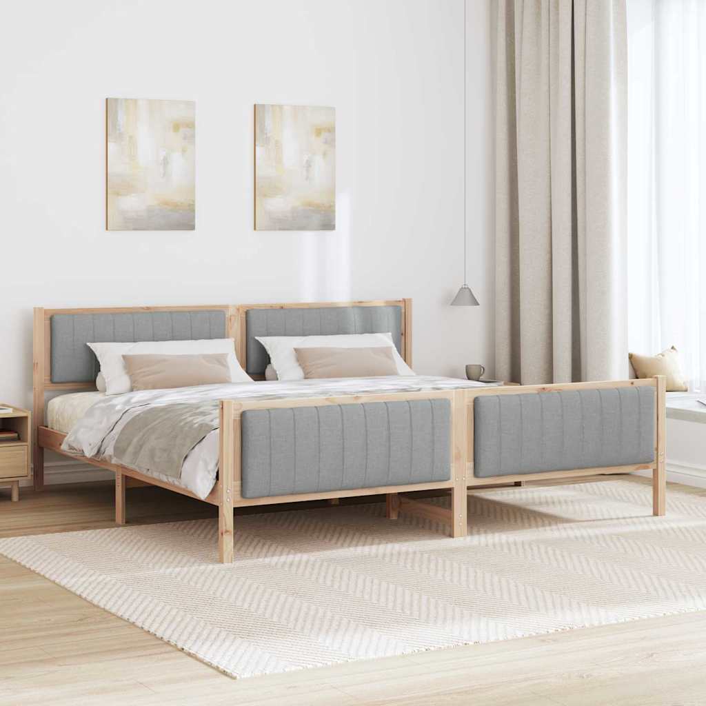 vidaXL Bedframe Bruin en lichtgrijs 200 x 200 cm Massief grenenhout