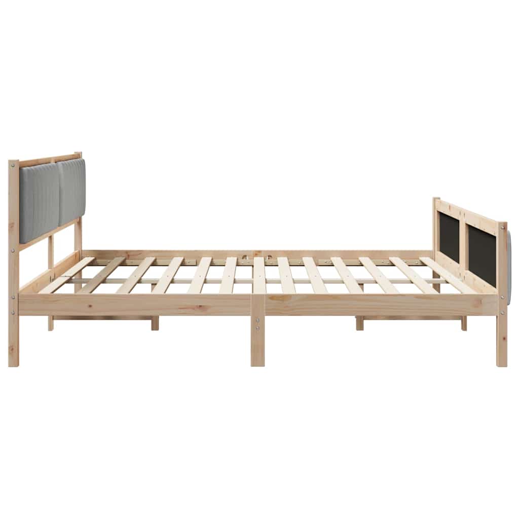 vidaXL Bedframe Bruin en lichtgrijs 200 x 200 cm Massief grenenhout
