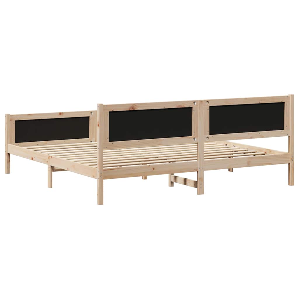 vidaXL Bedframe Bruin en lichtgrijs 200 x 200 cm Massief grenenhout