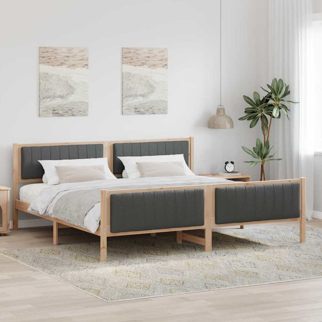 vidaXL Bedframe Bruin en lichtgrijs 200 x 200 cm Massief grenenhout