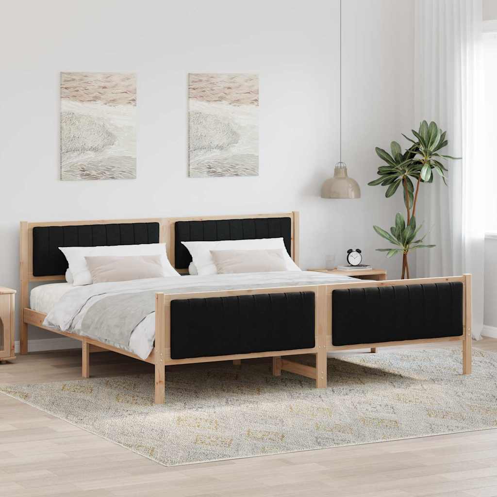 vidaXL Bedframe Bruin en lichtgrijs 200 x 200 cm Massief grenenhout