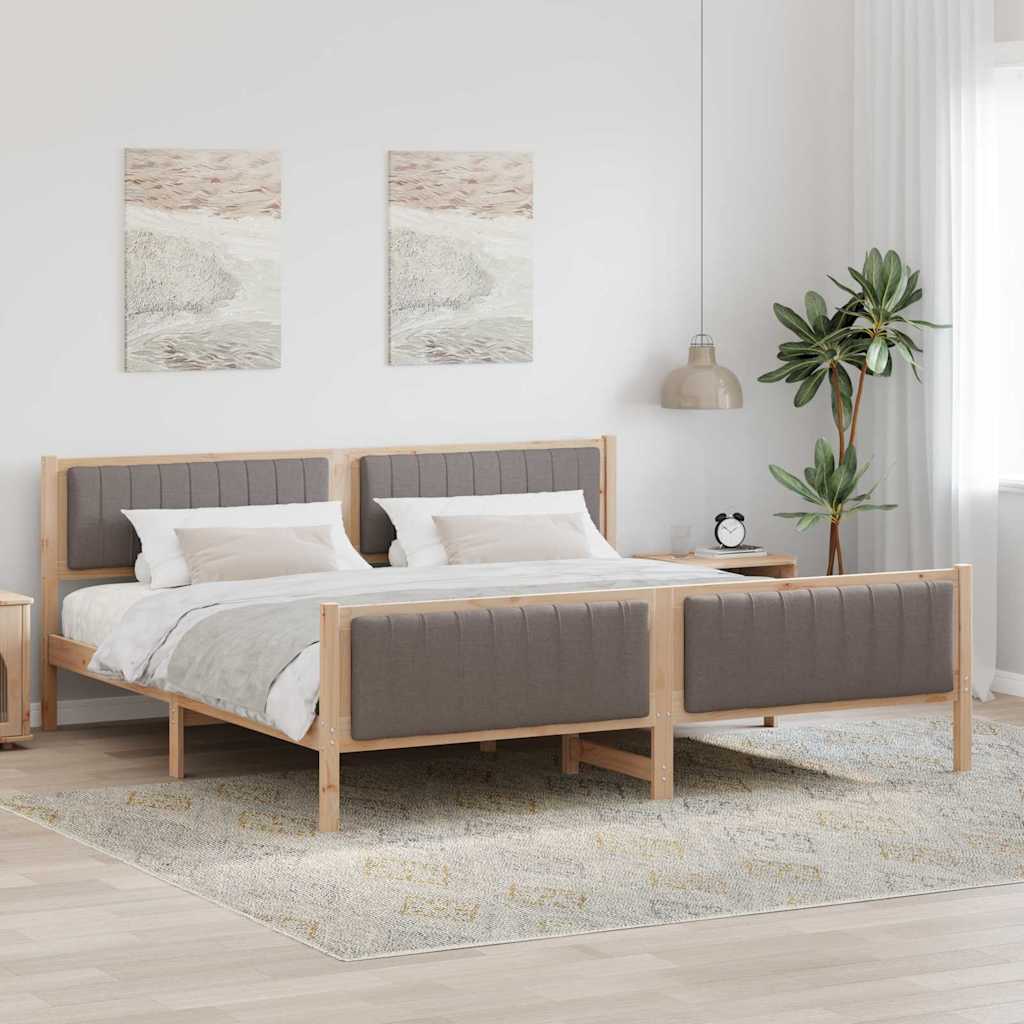 vidaXL Bedframe Bruin en lichtgrijs 200 x 200 cm Massief grenenhout