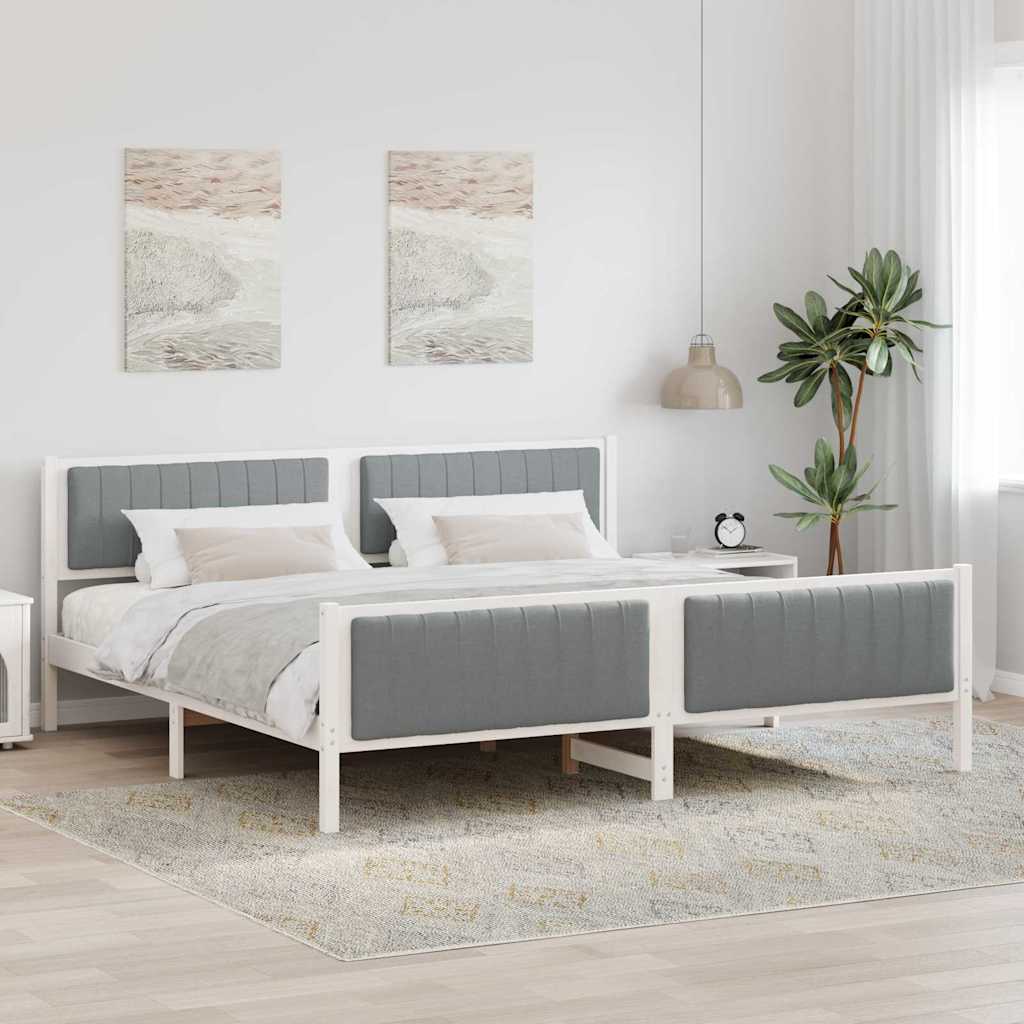 vidaXL Bedframe Bruin en lichtgrijs 200 x 200 cm Massief grenenhout