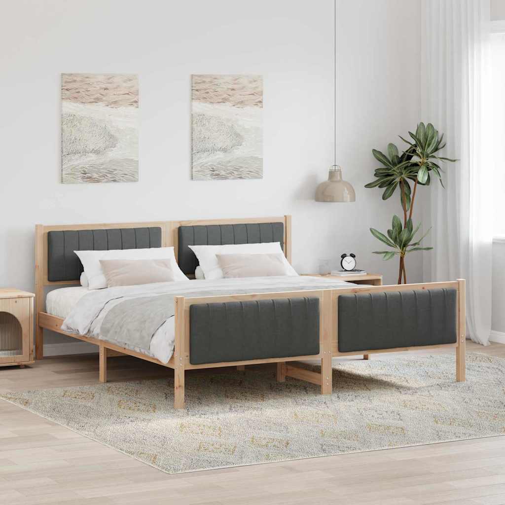 vidaXL Bedframe Bruin en lichtgrijs 200 x 200 cm Massief grenenhout
