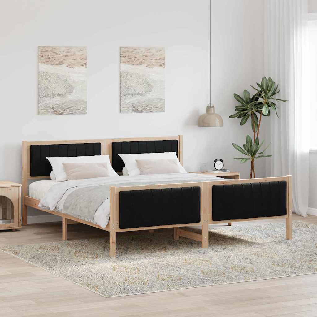 vidaXL Bedframe Bruin en lichtgrijs 200 x 200 cm Massief grenenhout
