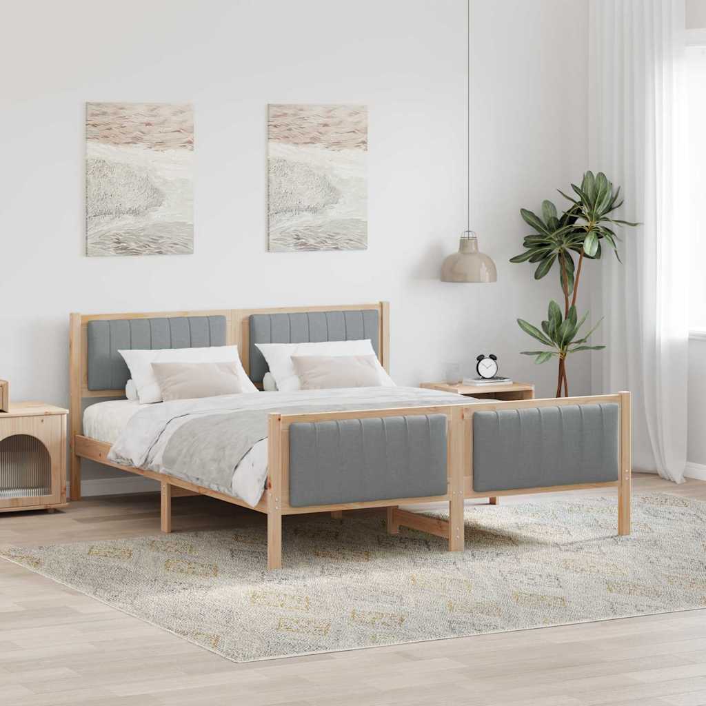 vidaXL Bedframe Bruin en lichtgrijs 200 x 200 cm Massief grenenhout