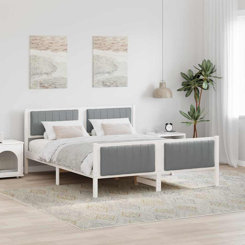 vidaXL Bedframe Bruin en lichtgrijs 200 x 200 cm Massief grenenhout