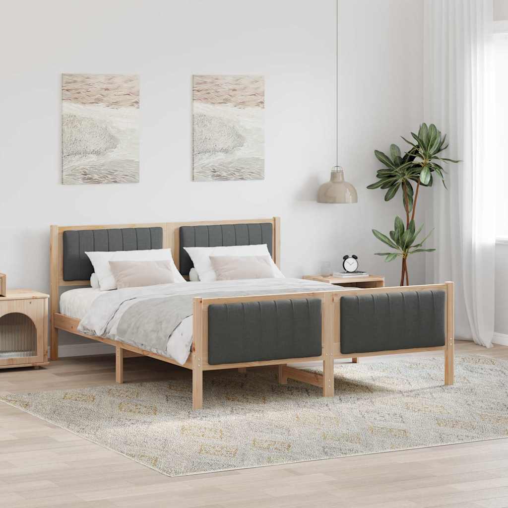 vidaXL Bedframe Bruin en lichtgrijs 200 x 200 cm Massief grenenhout