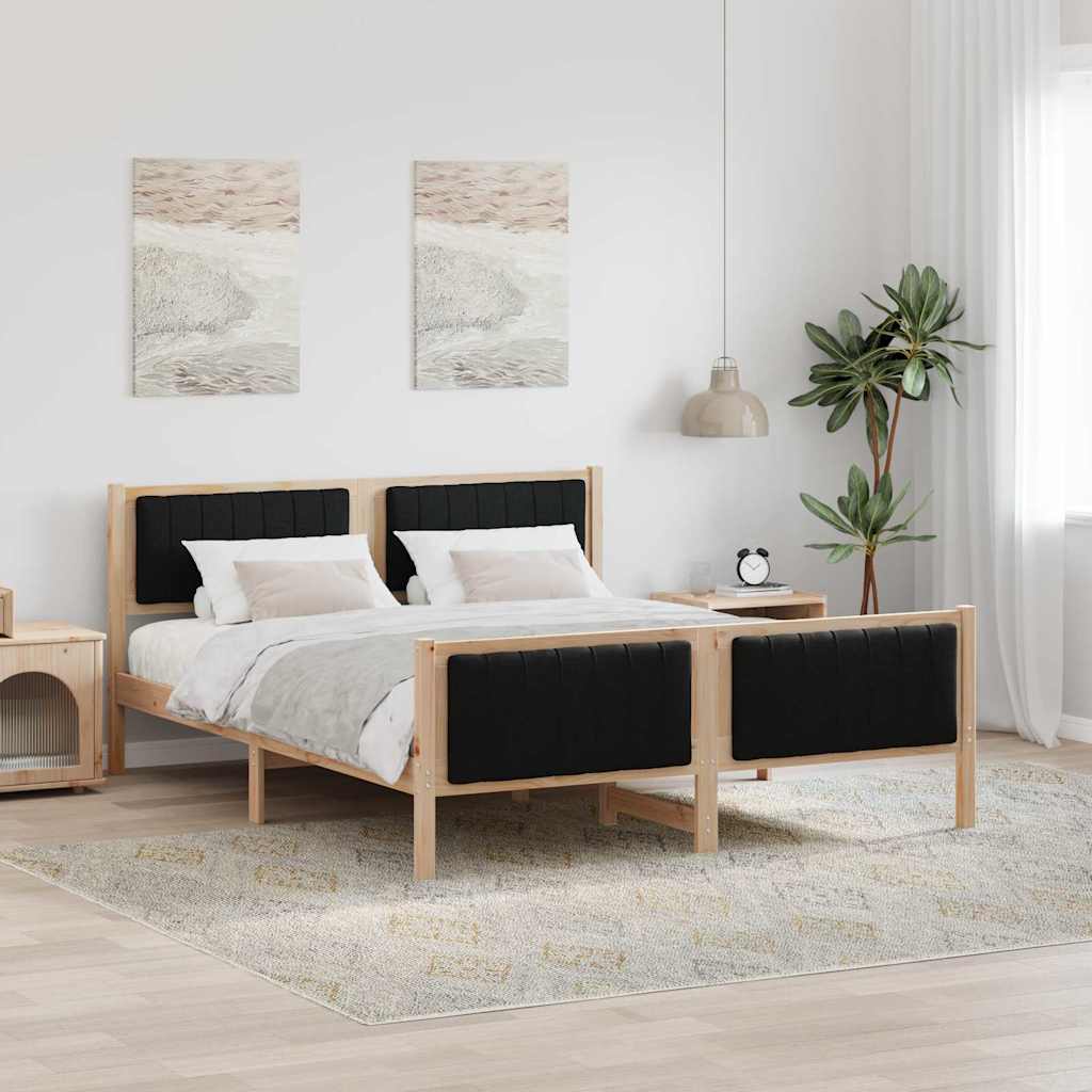vidaXL Bedframe Bruin en lichtgrijs 200 x 200 cm Massief grenenhout