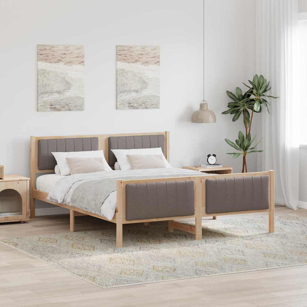 vidaXL Bedframe Bruin en lichtgrijs 200 x 200 cm Massief grenenhout