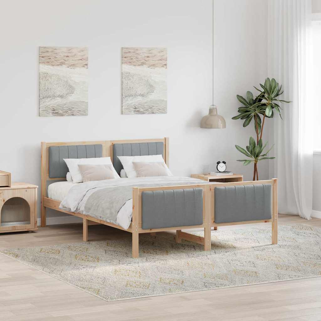 vidaXL Bedframe Bruin en lichtgrijs 200 x 200 cm Massief grenenhout