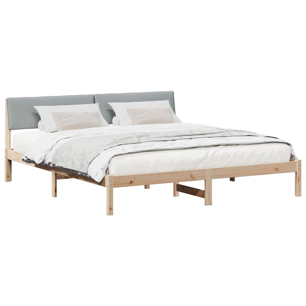 vidaXL Bedframe Bruin en lichtgrijs 200 x 200 cm Massief grenenhout