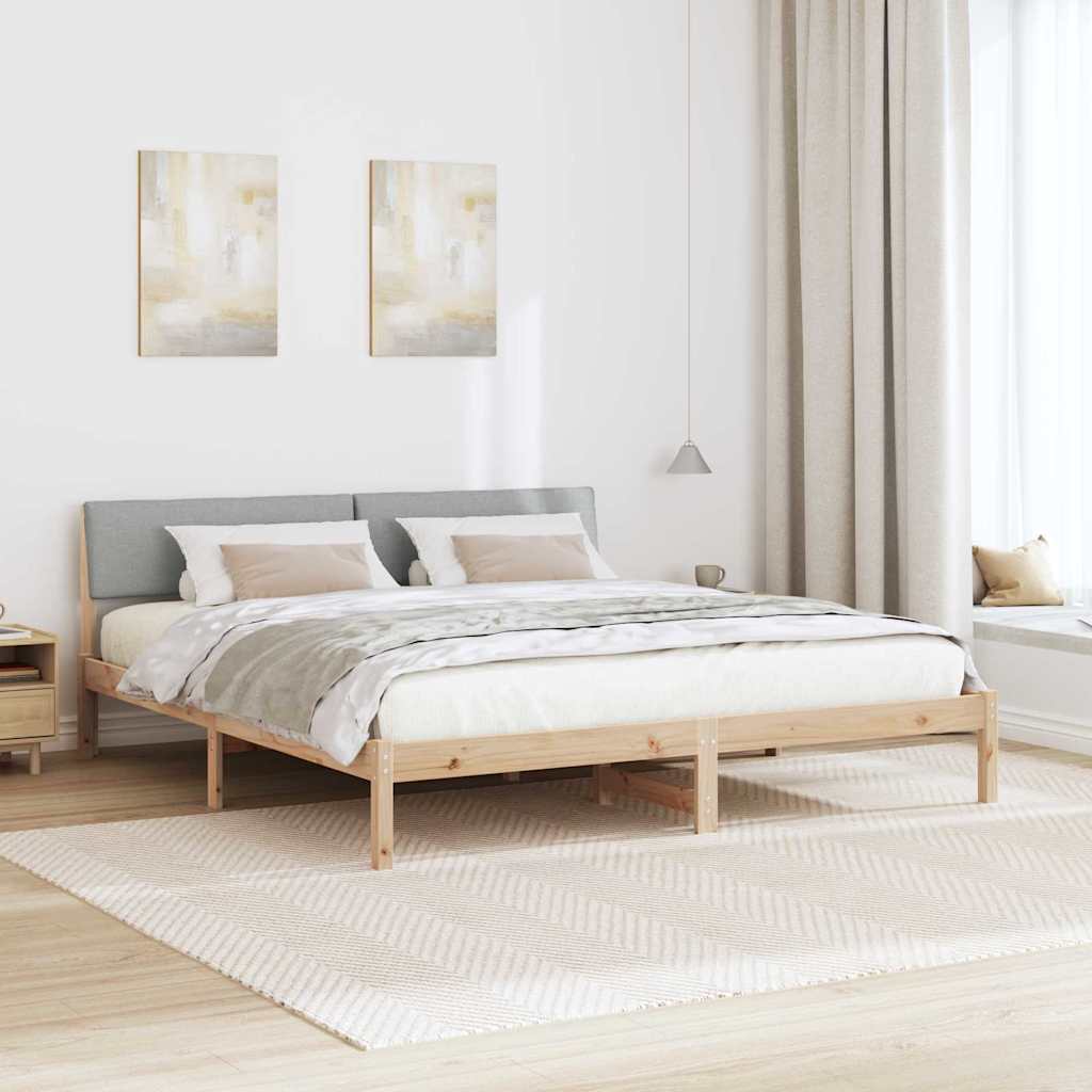 vidaXL Bedframe Bruin en lichtgrijs 200 x 200 cm Massief grenenhout