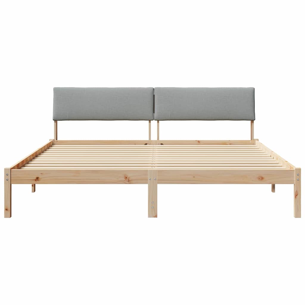 vidaXL Bedframe Bruin en lichtgrijs 200 x 200 cm Massief grenenhout