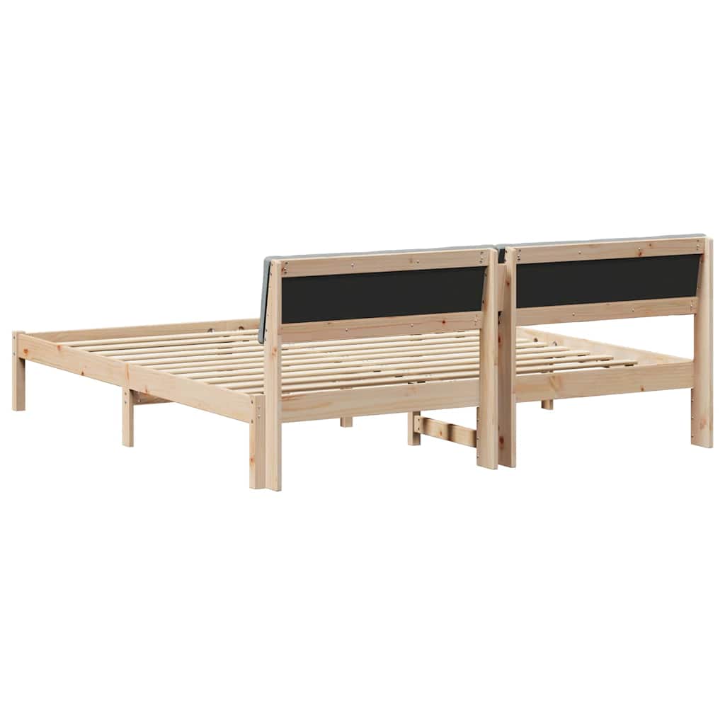 vidaXL Bedframe Bruin en lichtgrijs 200 x 200 cm Massief grenenhout