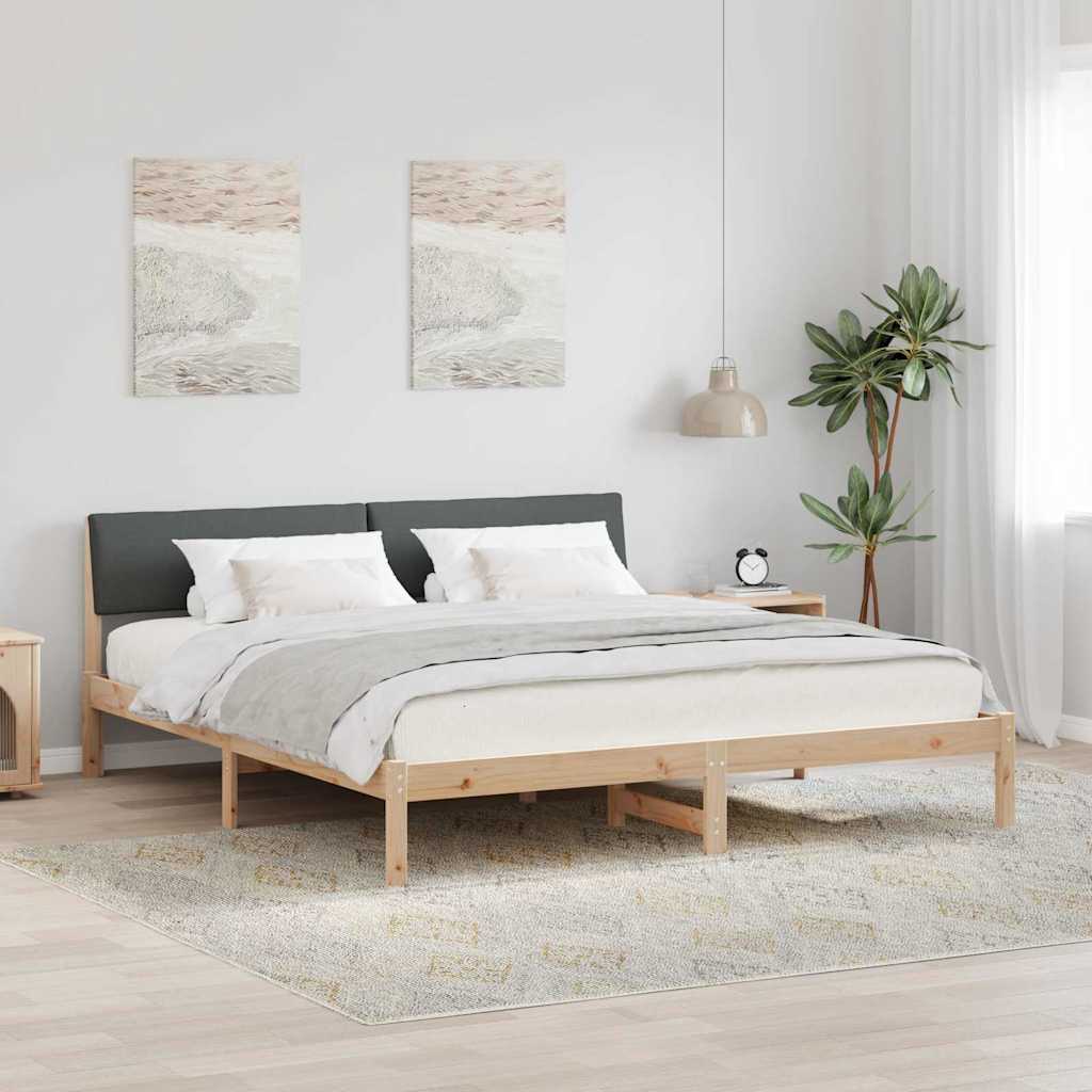 vidaXL Bedframe Bruin en lichtgrijs 200 x 200 cm Massief grenenhout