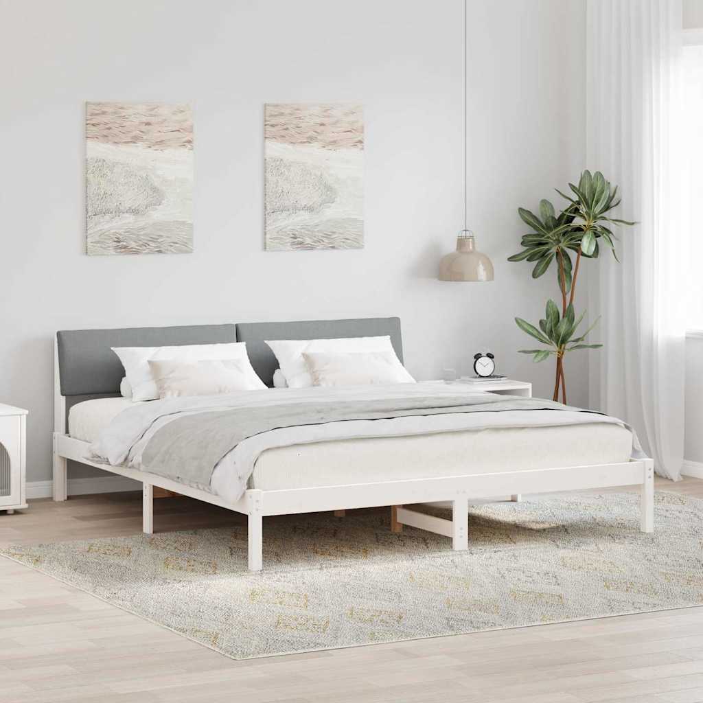 vidaXL Bedframe Bruin en lichtgrijs 200 x 200 cm Massief grenenhout