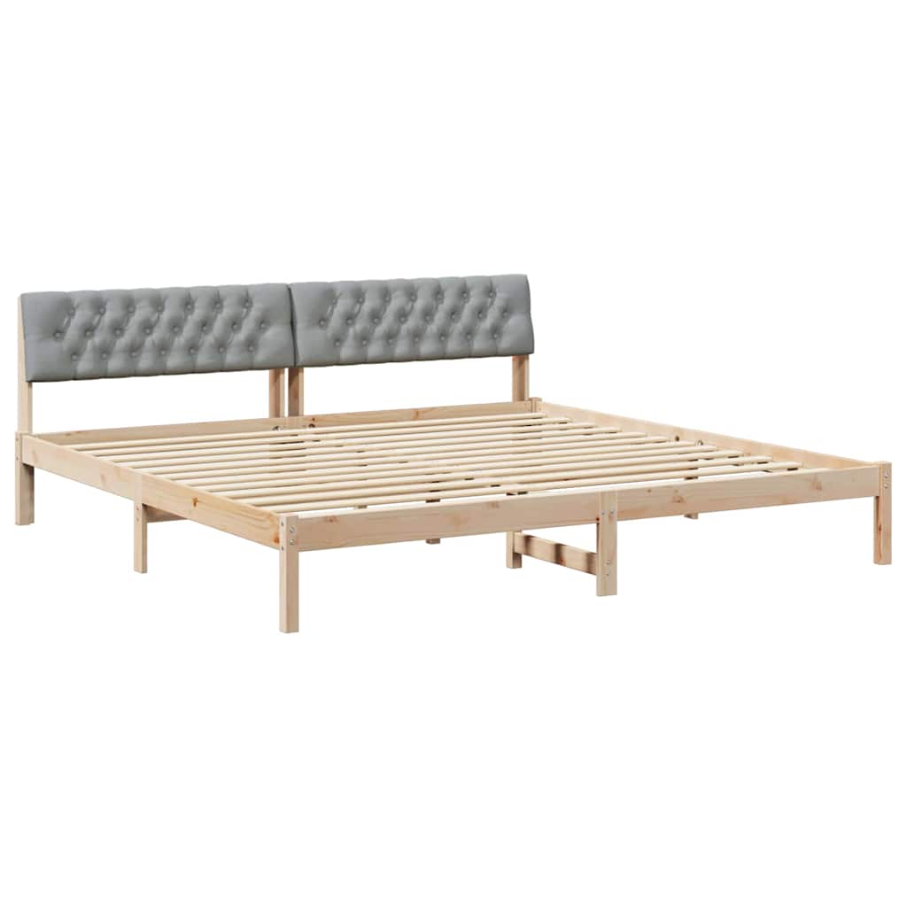 vidaXL Bedframe Bruin en lichtgrijs 200 x 200 cm Massief grenenhout