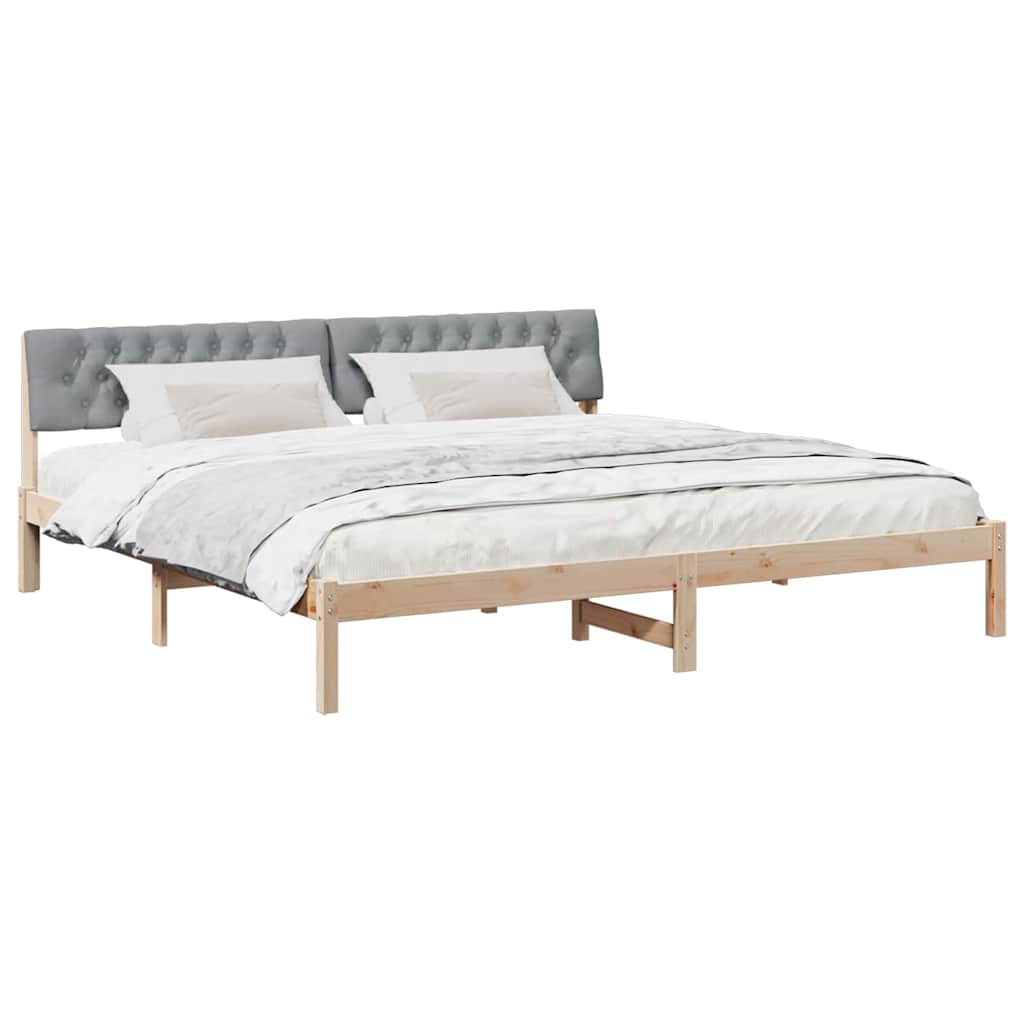 vidaXL Bedframe Bruin en lichtgrijs 200 x 200 cm Massief grenenhout