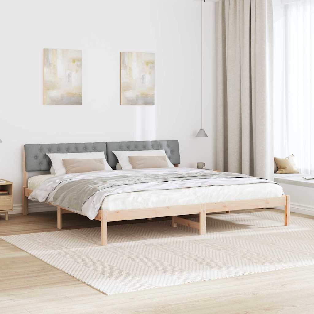 vidaXL Bedframe Bruin en lichtgrijs 200 x 200 cm Massief grenenhout