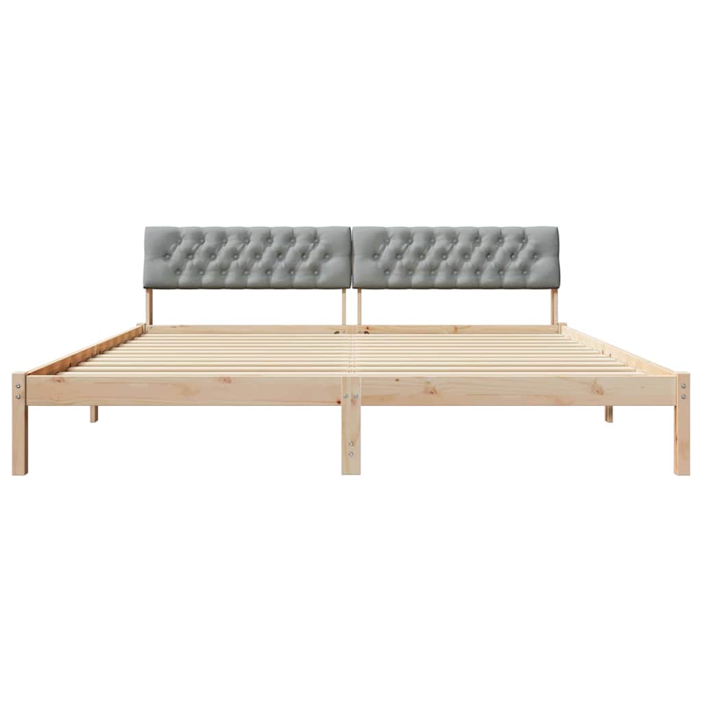 vidaXL Bedframe Bruin en lichtgrijs 200 x 200 cm Massief grenenhout