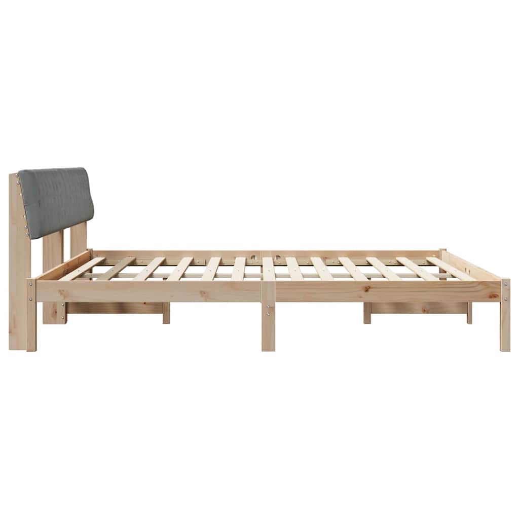 vidaXL Bedframe Bruin en lichtgrijs 200 x 200 cm Massief grenenhout