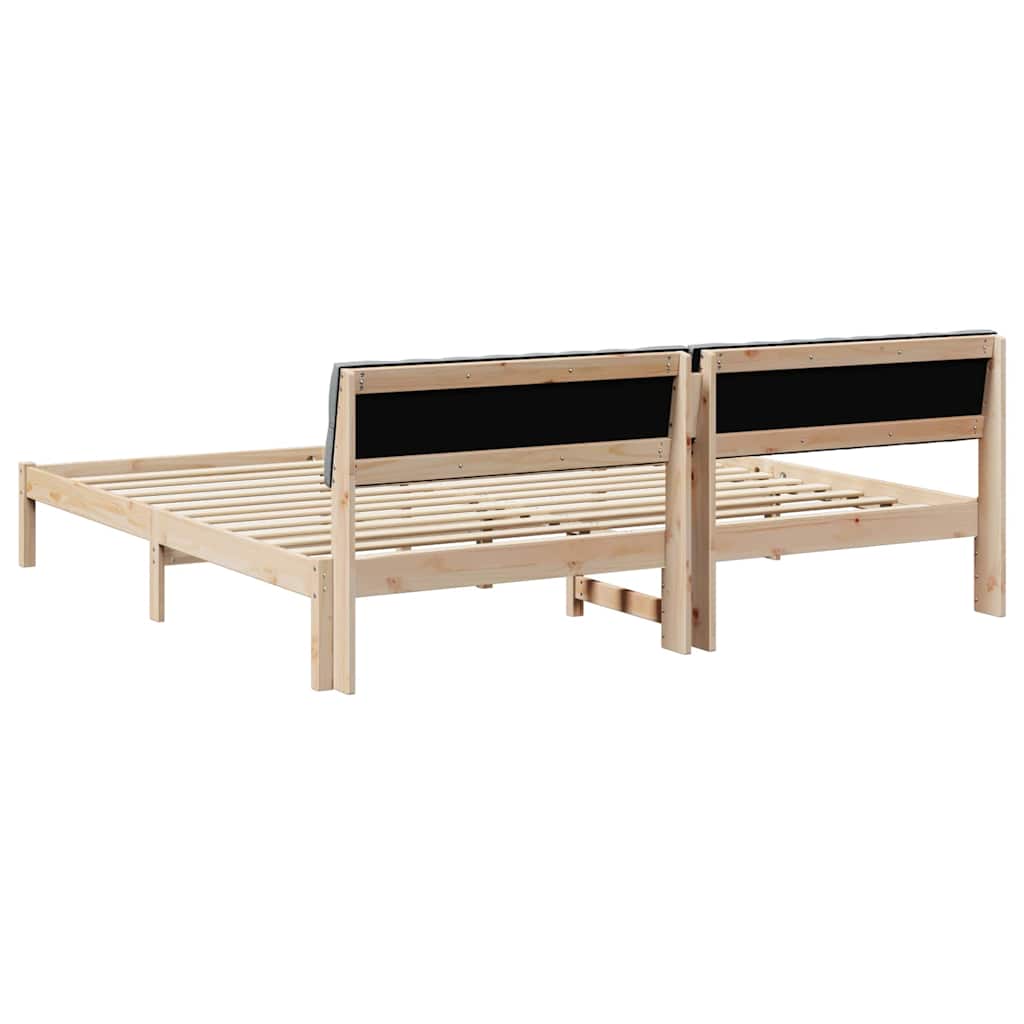vidaXL Bedframe Bruin en lichtgrijs 200 x 200 cm Massief grenenhout