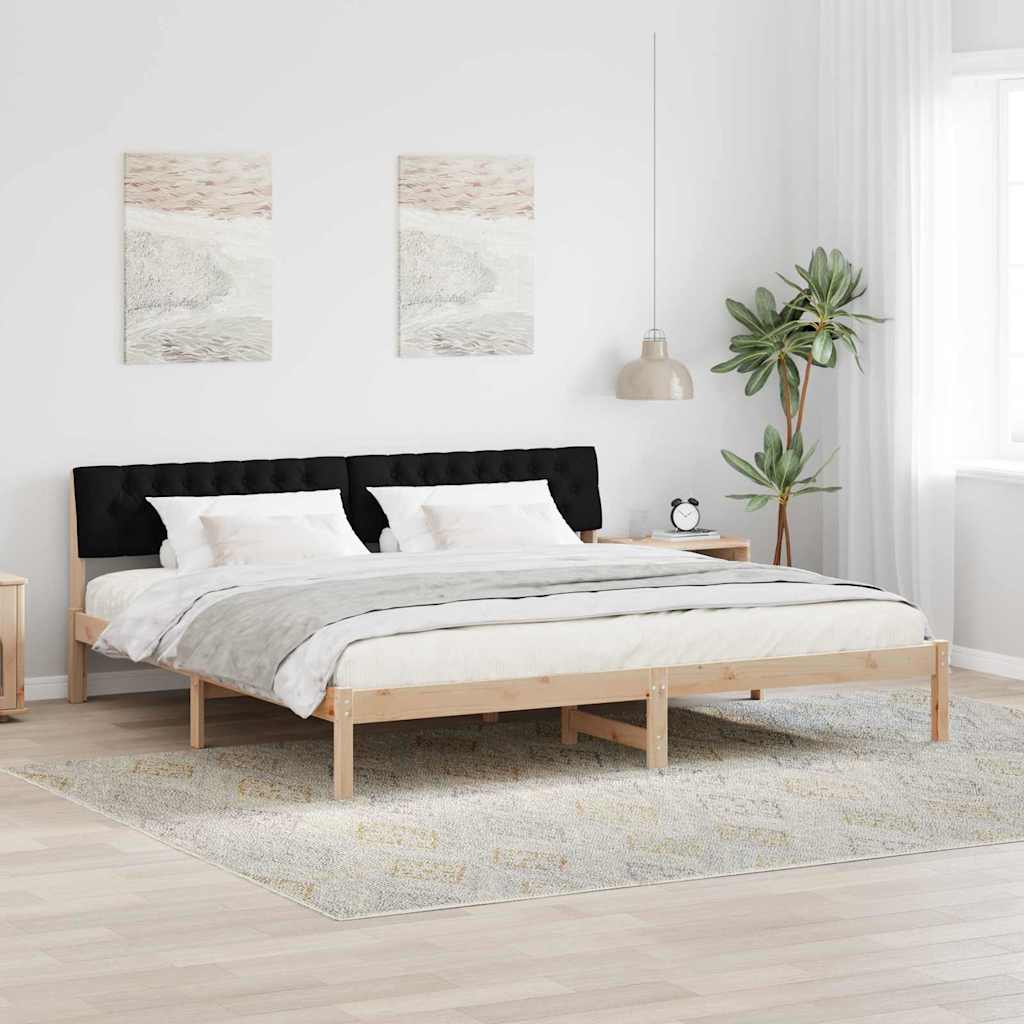 vidaXL Bedframe Bruin en lichtgrijs 200 x 200 cm Massief grenenhout