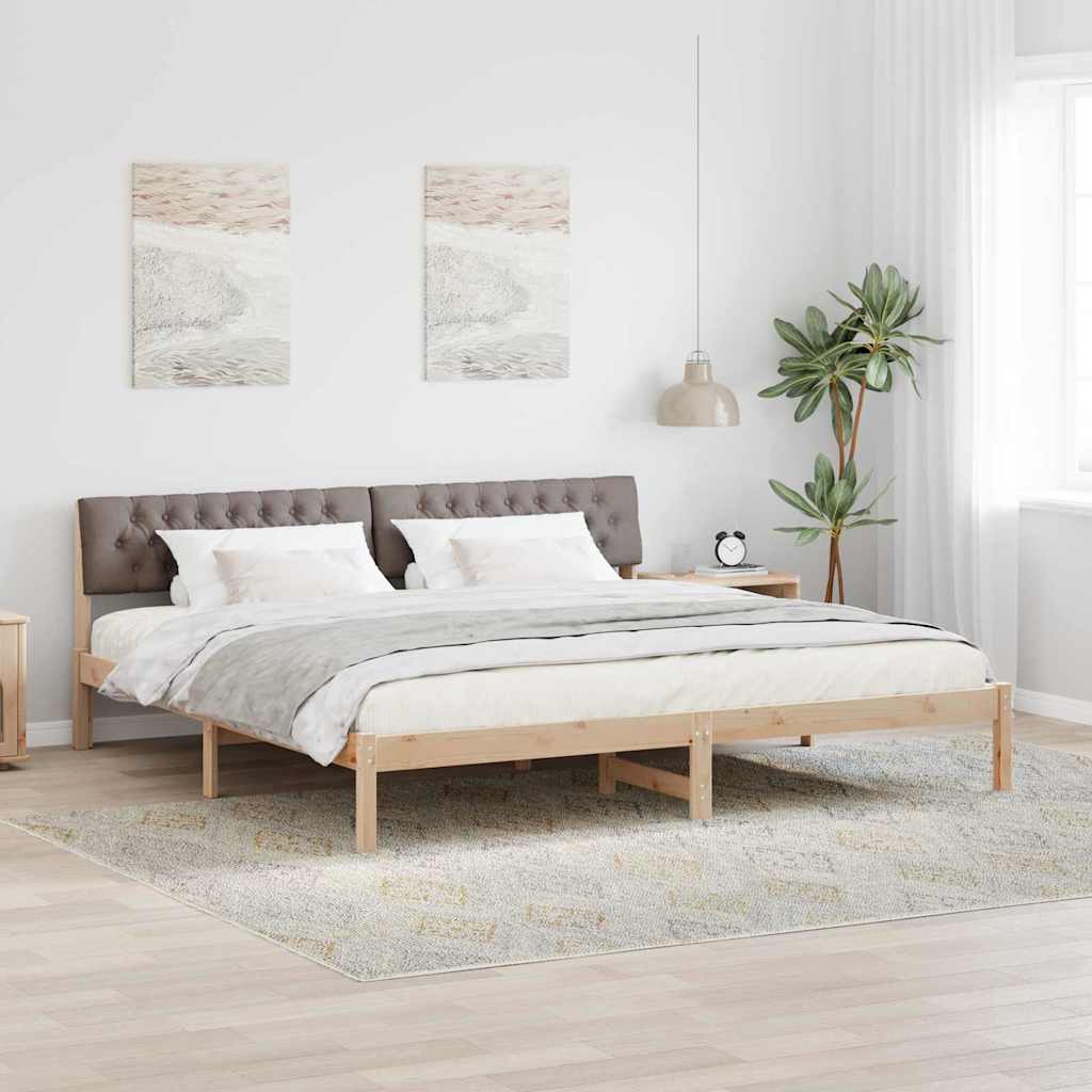 vidaXL Bedframe Bruin en lichtgrijs 200 x 200 cm Massief grenenhout