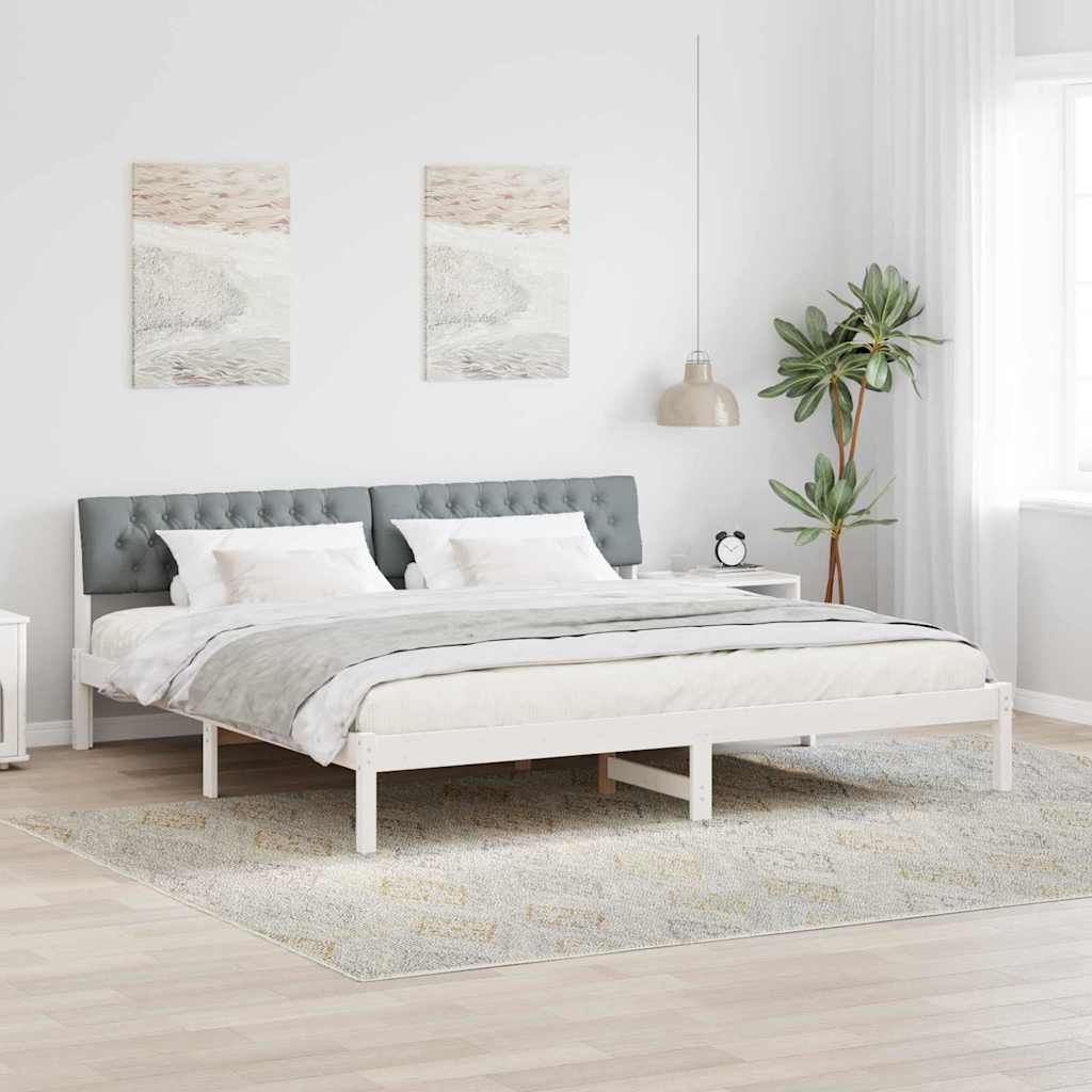 vidaXL Bedframe Bruin en lichtgrijs 200 x 200 cm Massief grenenhout