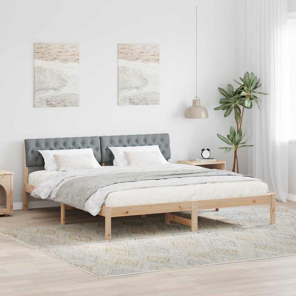 vidaXL Bedframe Bruin en lichtgrijs 200 x 200 cm Massief grenenhout