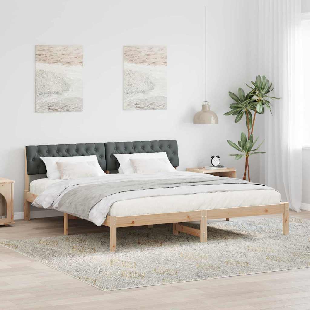 vidaXL Bedframe Bruin en lichtgrijs 200 x 200 cm Massief grenenhout