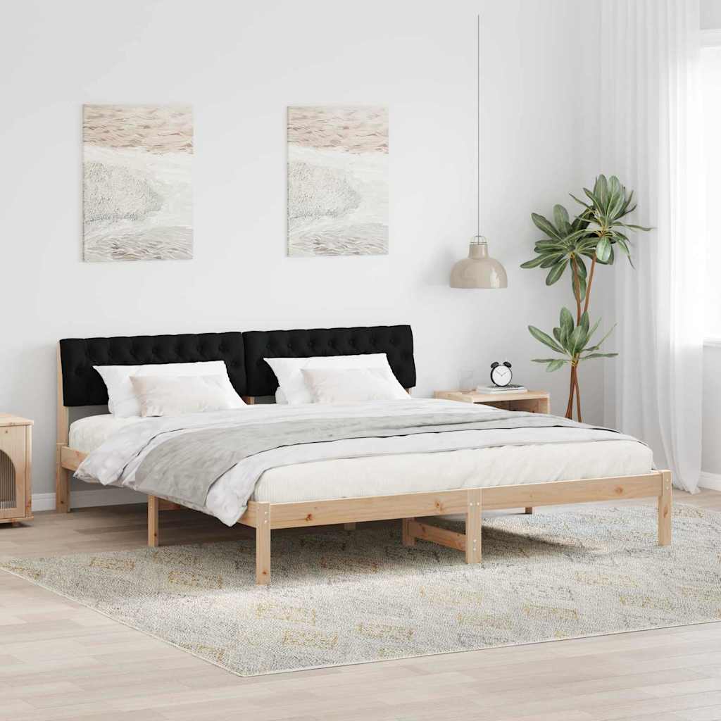 vidaXL Bedframe Bruin en lichtgrijs 200 x 200 cm Massief grenenhout