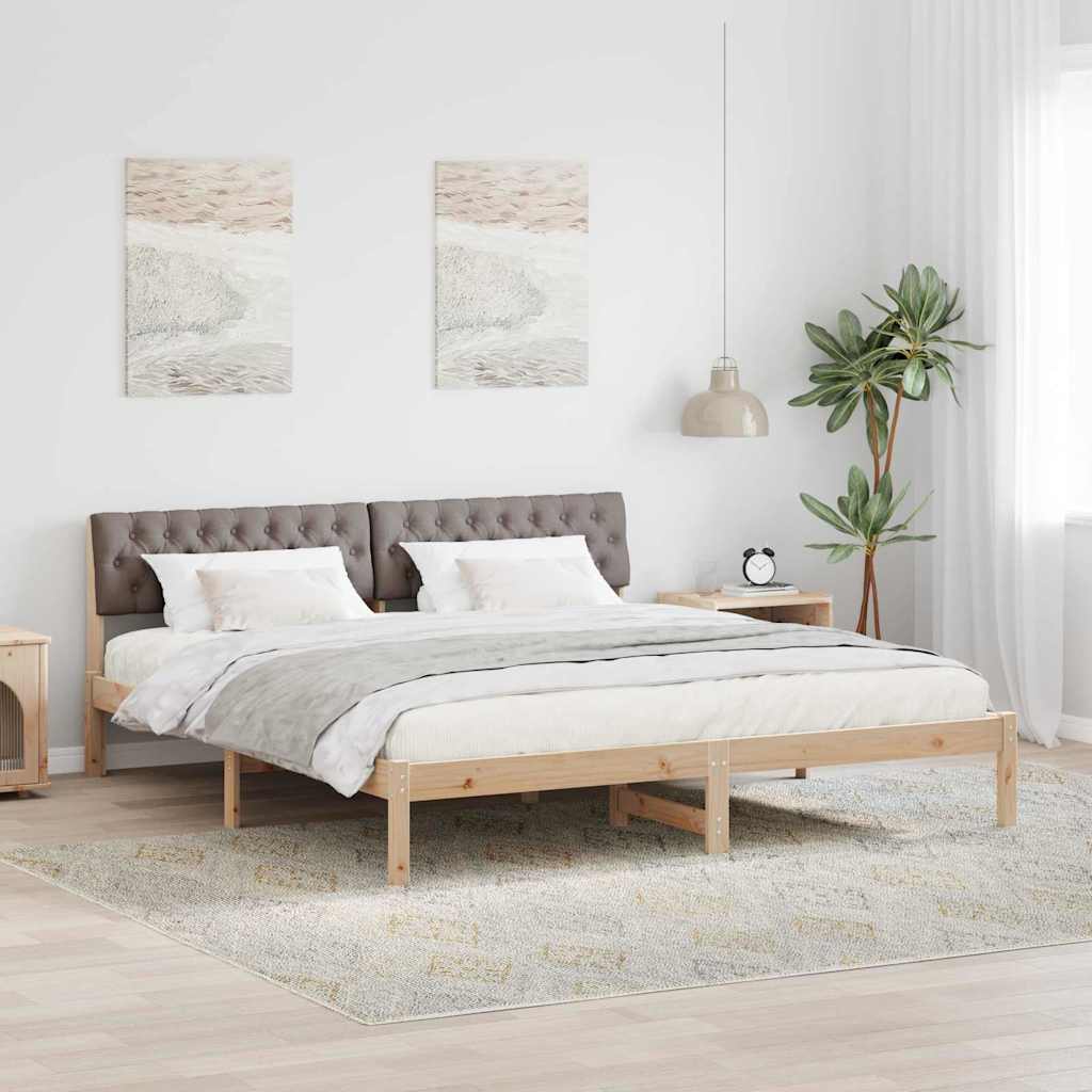 vidaXL Bedframe Bruin en lichtgrijs 200 x 200 cm Massief grenenhout