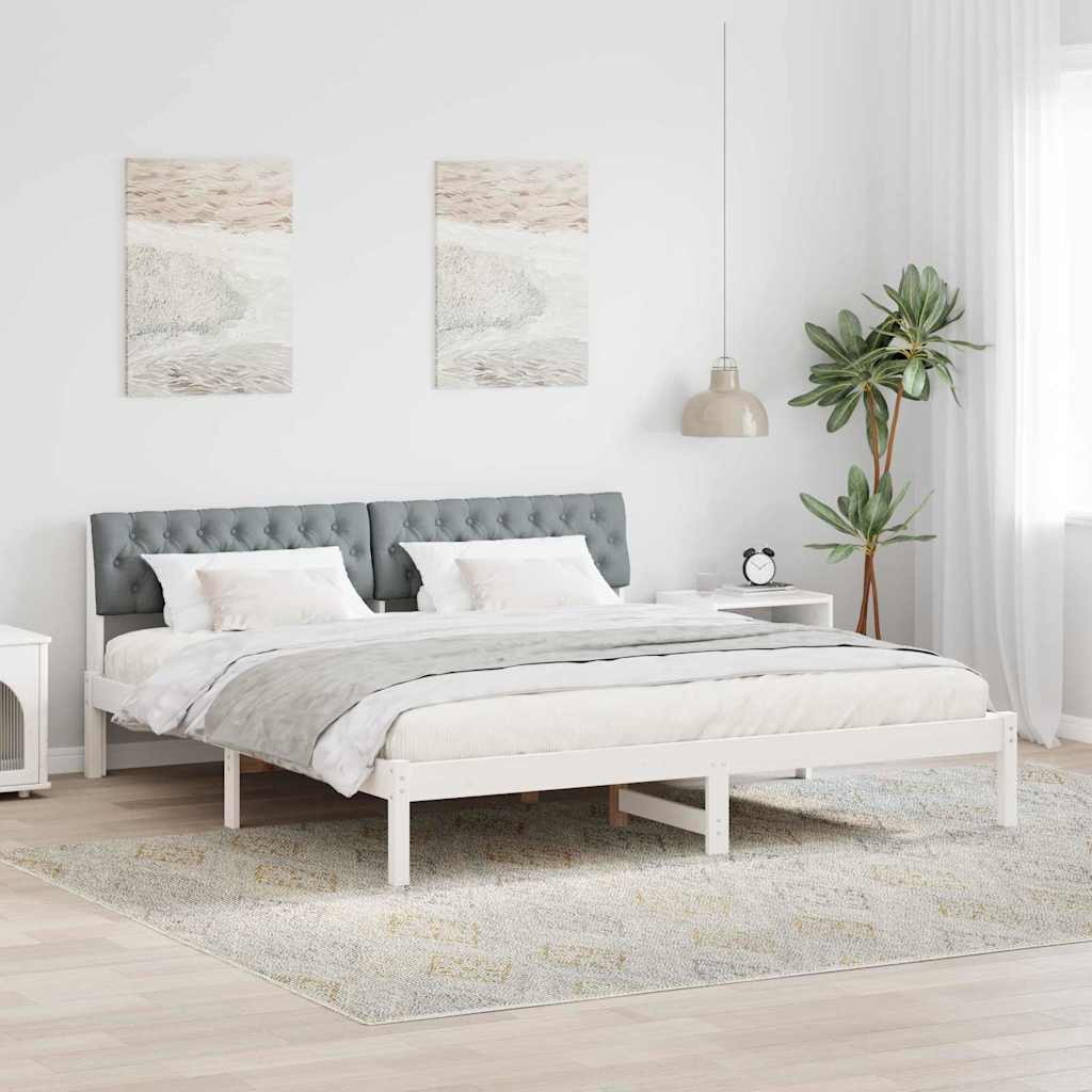 vidaXL Bedframe Bruin en lichtgrijs 200 x 200 cm Massief grenenhout
