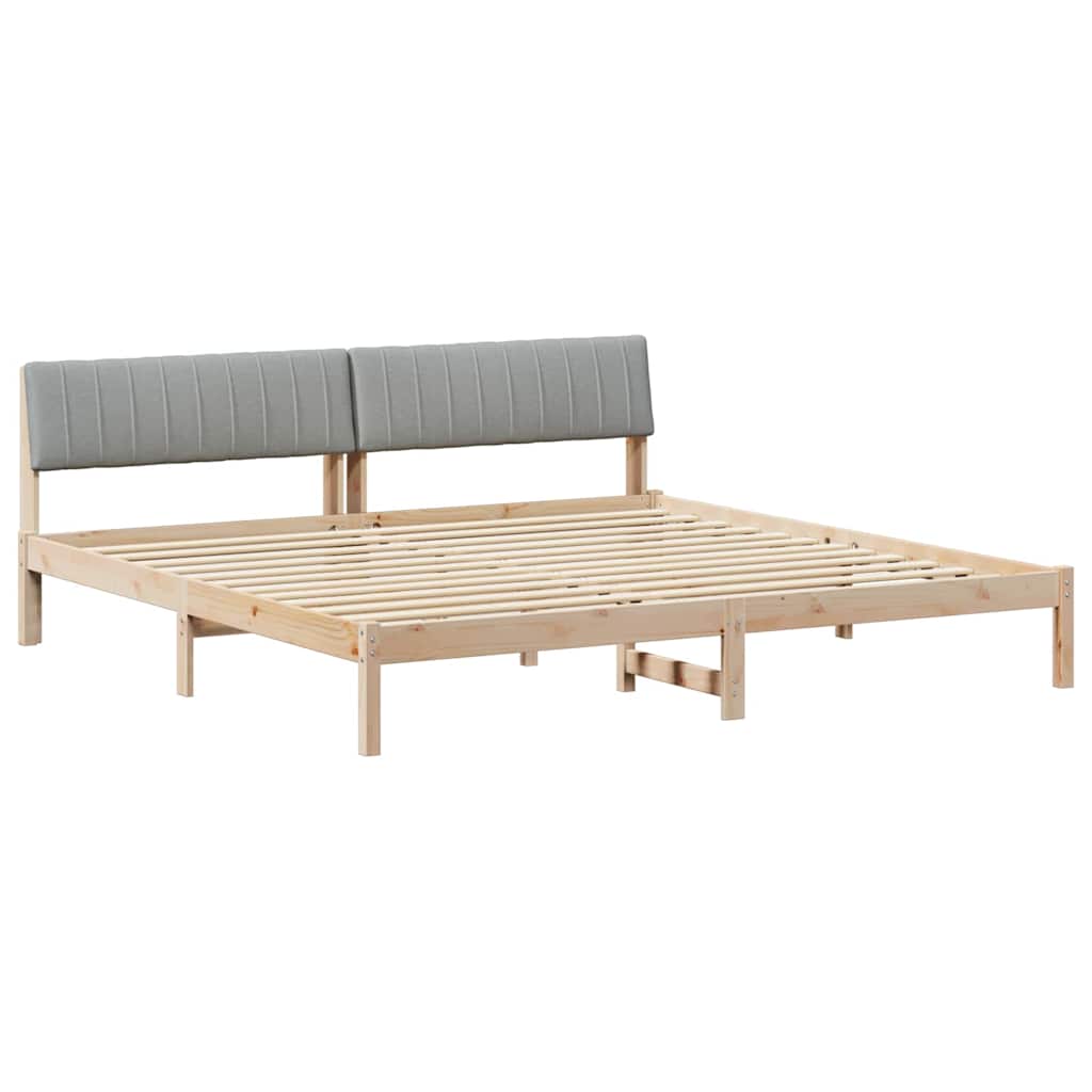 vidaXL Bedframe Bruin en lichtgrijs 200 x 200 cm Massief grenenhout