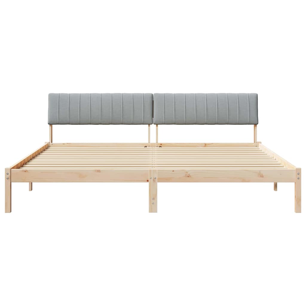 vidaXL Bedframe Bruin en lichtgrijs 200 x 200 cm Massief grenenhout