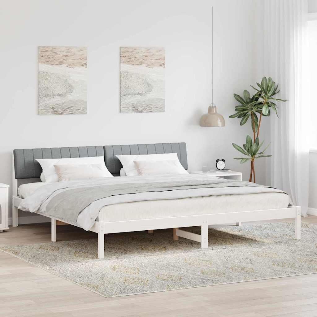vidaXL Bedframe Bruin en lichtgrijs 200 x 200 cm Massief grenenhout